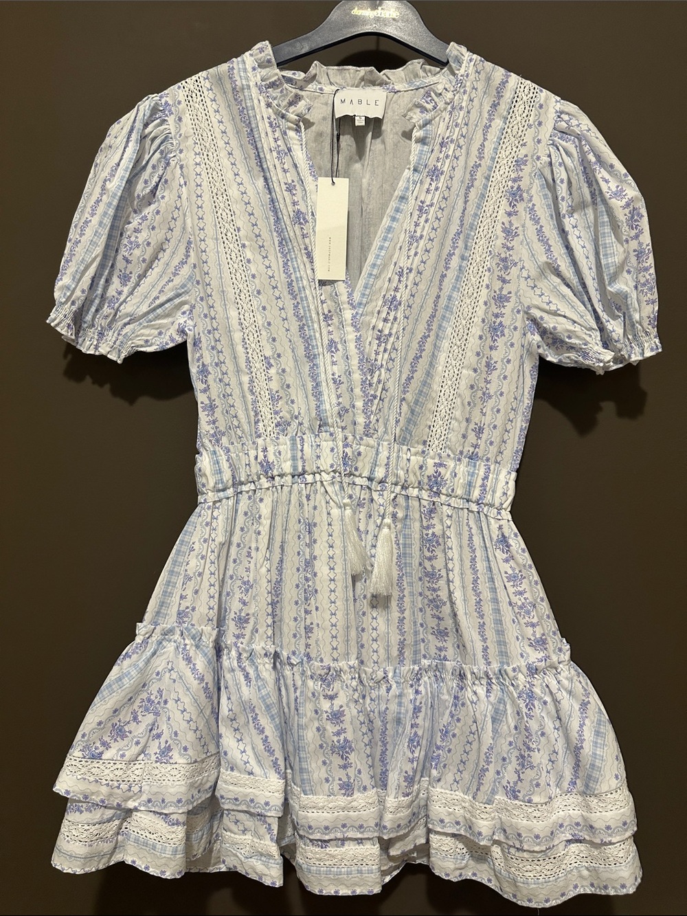🌸 MABLE Blue & White Floral Cottagecore Mini Dress 🌸  NWT • SMALL